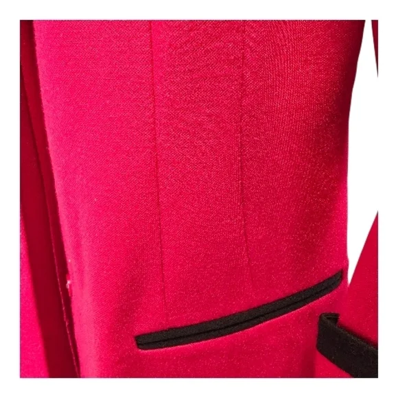 Leslie Fay Red Coat with Black Accents - Picture 4 of 5